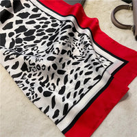 Fashionable 70*70cm Leopard Print Scarf For Women Spring/summer Soft Satin Borders Square Bandana Sun Protection Shawls