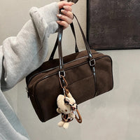 Casual Large Capaci Suede Bag Women 2024 New Autumn and Winter Retro Brown Commuter Shoulder Bag Pillow Bag