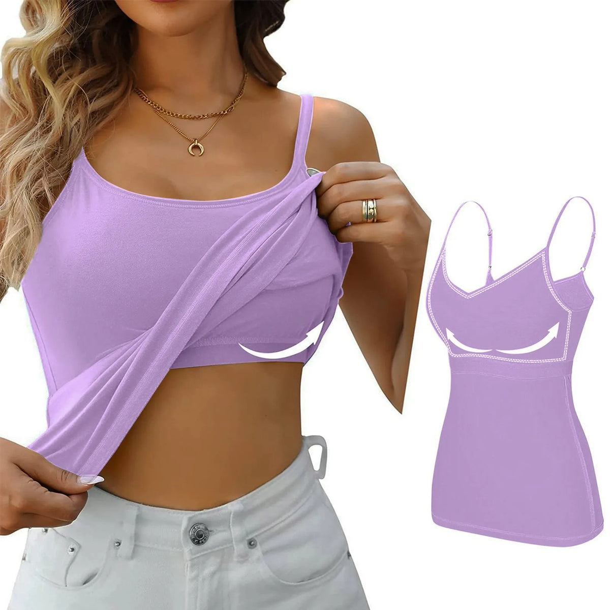 Padded Bra Tank Top Women Modal Spaghetti Solid Cami Top Vest Female Adjustable Camisole With Built In Bra Fitness Clothing