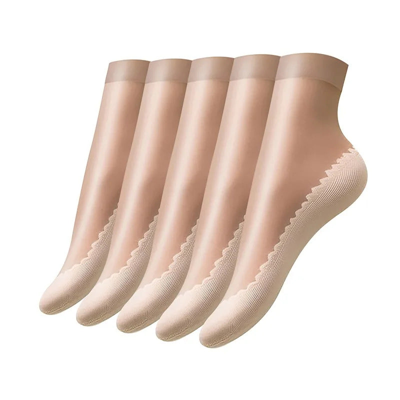 1/5/10pairs Womens Anti-Slip Socks ,Sweat Absorbing Cotton Bottom Velvet Socks, Ultrathin Breathable Summer Autumn Casual Sock