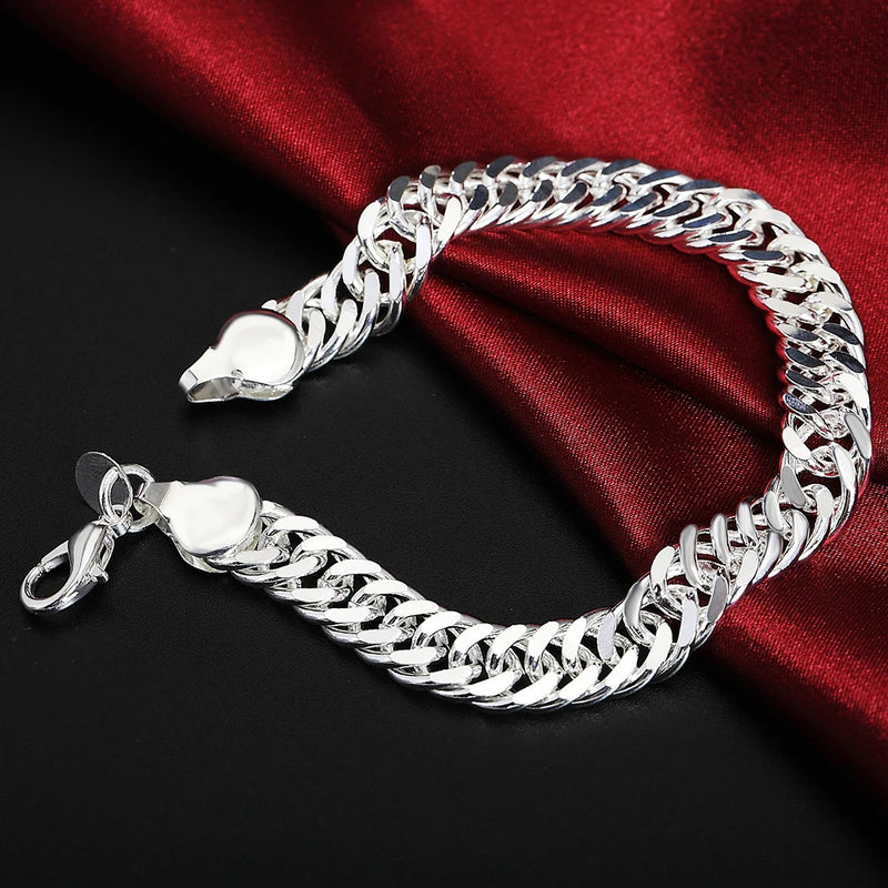 925 Sterling Silver Exquisite Solid Chain Bracelet Fashion Charm Women Men Solid Wedding Cute Simple Models Jewelry