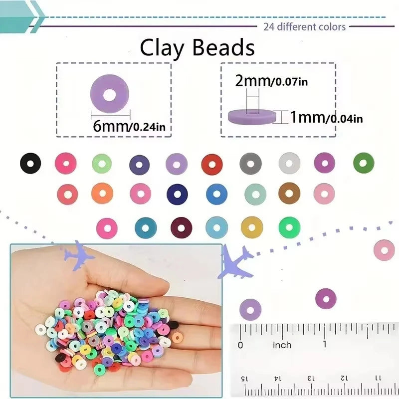 14400/4200/2400pcs Assorted Polymer Clay Beads Kit for DIY Jewelry Making - Handmade Craft for Bracelet, Necklace, Earrings