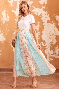 White Multi Floral Print Maxi Skirt