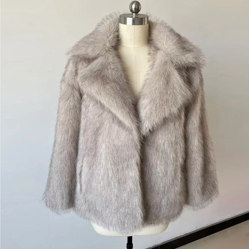 New Street Style Long Plush Coat Women With Thick Warm Cold Autumn Winter Faux Fur Coat High-Quality Fluffy Dyed Fox Fur Jacket