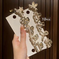 10 alloy rhinestone hair clips, fashionable small grab hair accessories