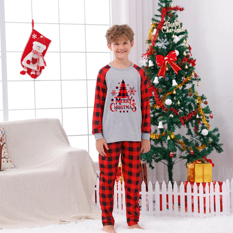 Christmas Pajamas for Couple/family Santa Tree Plaid Print Sleepwear Women Men Kids Matching Clothes Soft Loose Homewear Costume