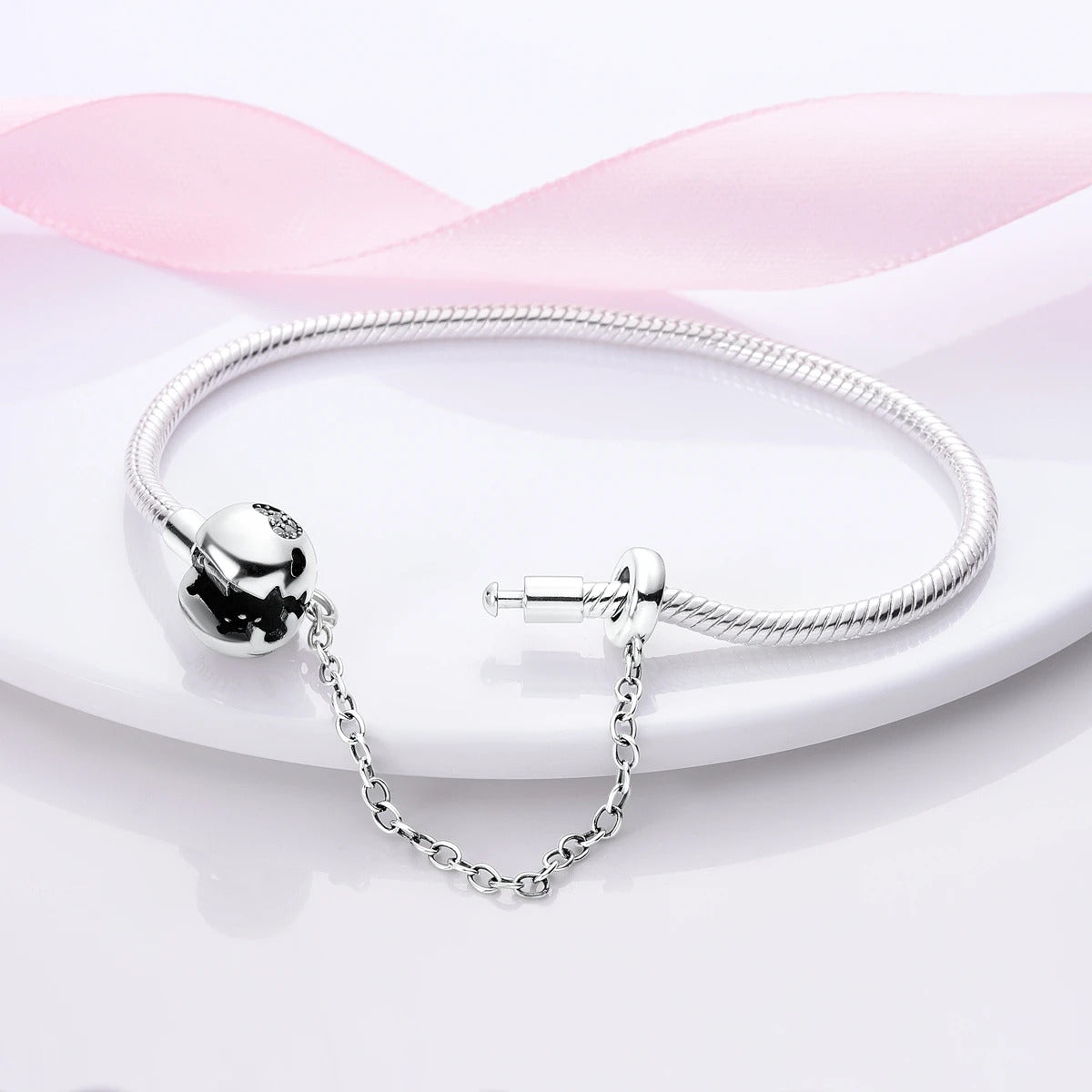 Silver Plated Stars Heart Shape Butterflies Clover Clasp Bracelet for Women Fit Original Charms Beads DIY Making Gift