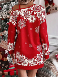 Women's Home Daily Christmas Festive Daily Fun White Hand Bone Print Party Evening Long Sleeve Dress