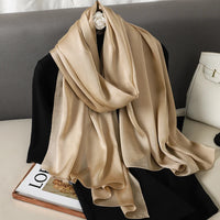 Foulard Silk Scarf Shawls Lady Bufanda Elegant Solid Scarves Women Sping Pashmina Hijab Wraps Female Beach Stoles 2024 Luxury