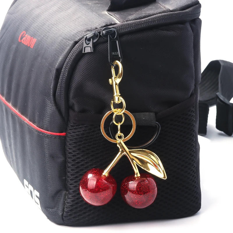 Red Cherry Bag Charm Keychain Exquisite Elegant Small Fresh Cherry Y2K Keyring for Women Backpack Purse Pendant Accessories Gift