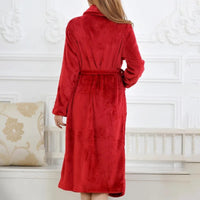 Coral Fleece Long Robe Kimono Gown Winter Warm Flannel Nightdress Bathrobe Casual Sleepwear Intimate Lingerie Thicken Homewear