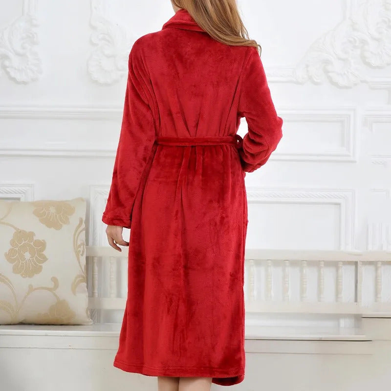 Coral Fleece Long Robe Kimono Gown Winter Warm Flannel Nightdress Bathrobe Casual Sleepwear Intimate Lingerie Thicken Homewear