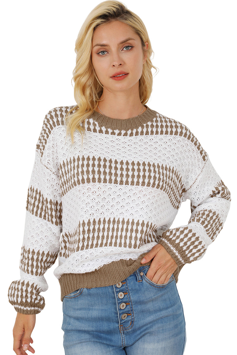 Multicolour Vertical Stripes Two Tones Drop Shoulder Sweater