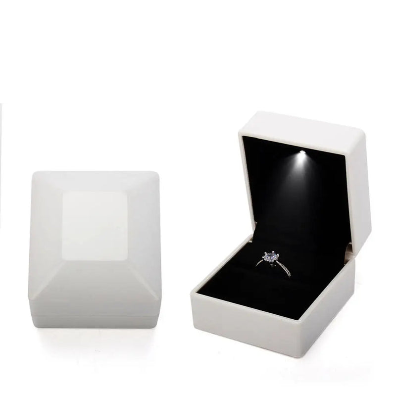 Ring Box Led Light Proposal Engagement Ring Boxes Jewelry Gift Box Red Wine Ring Case For Wedding Valentine'S Day Anniversary