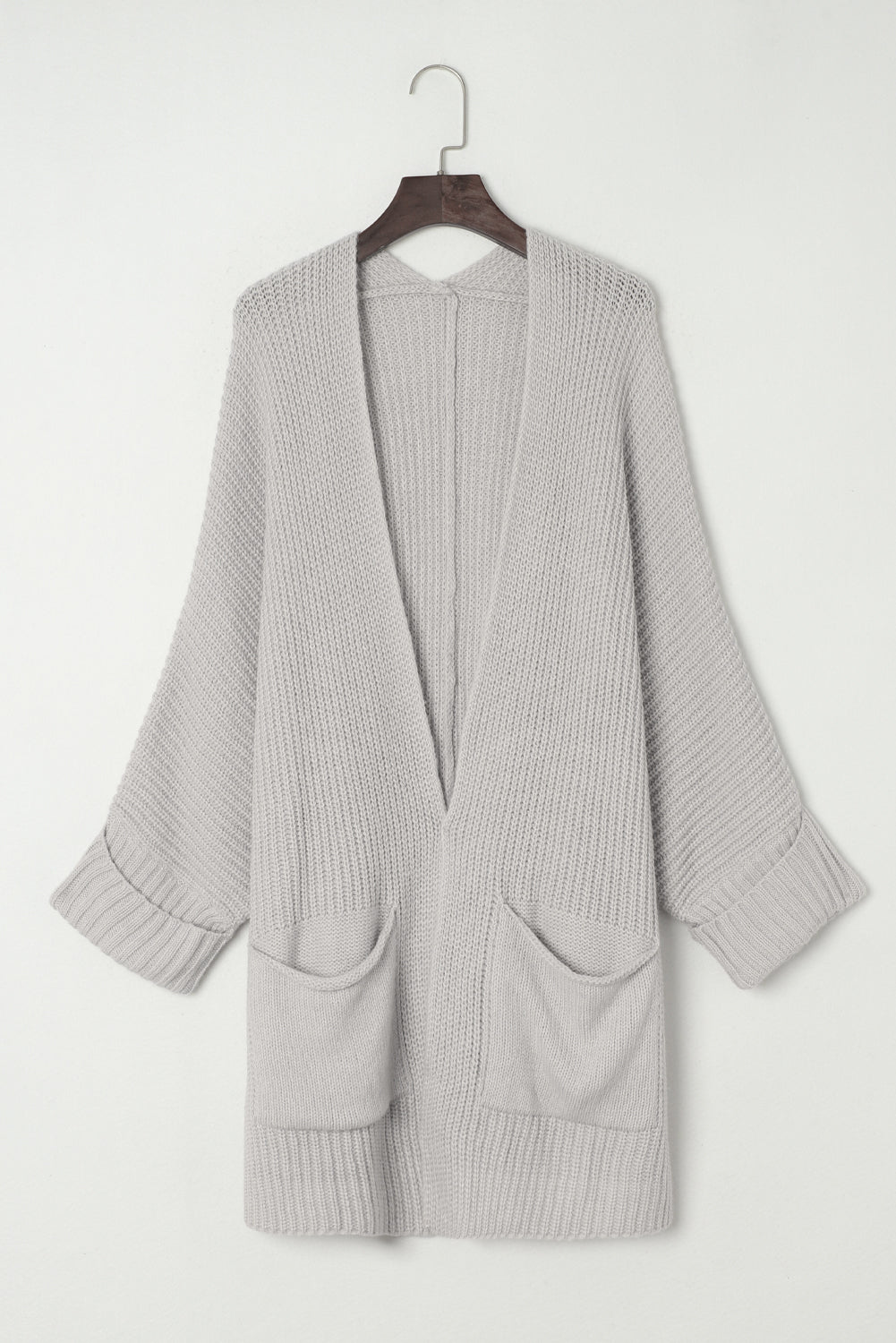 Gray Oversized Fold Over Sleeve Sweater Cardigan