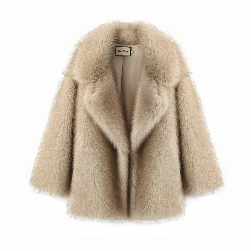 2025 Women Ins Hot Fluffy Fox Fur Jacket Female Oversized Gradient Fur Coat Girls Fashion Autumn Winter Thick Warm Outerwear