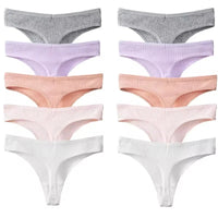 TrowBridge 10PCS/Set Women's Panties Cotton Striped Underwear Sexy Sports Thongs Lingerie Soft Comfortable G-Strings Hot T-Backs