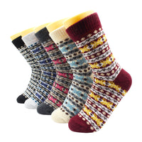 5 Pairs Winter Warmer Women Thicken Thermal Wool Cashmere Snow Socks Fashion Casual Euramerican National Wool Socks for Women