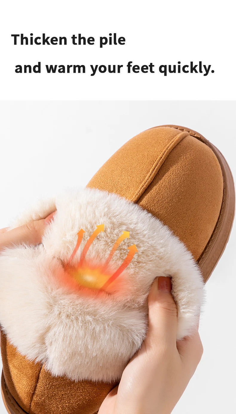 2024 High Quality of  Women's Fashion Snow Boots Fluffy Plush Faux Fur Soft Slippers Winter Indoor Comfortable Home men's Shoes