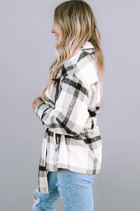 Black Plaid Button-Up Flap Pocket Shacket