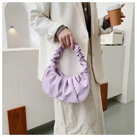 Fashion Pleated Handlebags for Women PU Cloud Bags Leisure Armpit Bag Shopping Shoulder Bags Dumpling Handbag Female Hand Bags