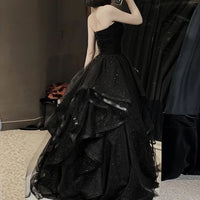 Customized Temperament Black Elegant Wedding Party Dresses Strapless Tiered Draped Prom Robe 2024 New Ball Gown Formal Dress Wom