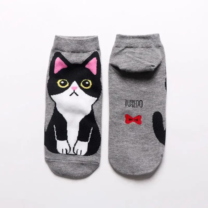 1-5Pairs Cotton Short Sock Cartoon 3D Cat Puppy Dog Animal Socks Harajuku Kawaii Women Girls Anklet Socks Breathable Casual Sox