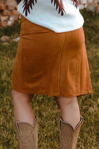 Brown Fringed Wrap Western Midi Skirt