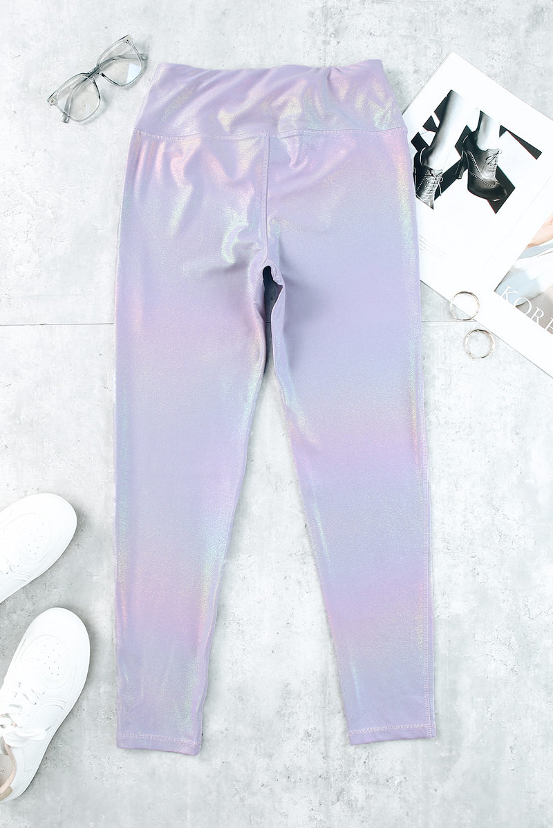 Purple Sheen High Waist Leggings