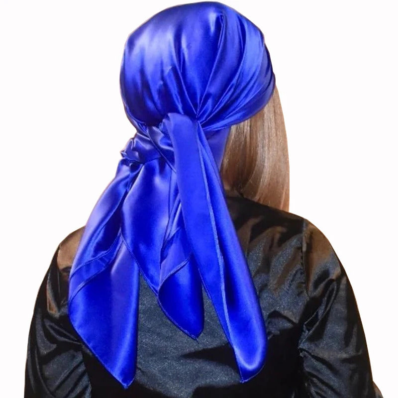 90*90cm Silk Scarves Women Square Satin Hijab Scarf Plain Handkerchief Shawls Wraps Head Scarf Female Headband Islamic Bandanna