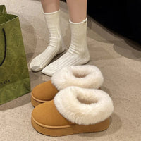 2024 New Warm Boots Women Winter Flats Shoes Short Plush Fur Ankle Snow Boots Casual Shoes Sport Suede Motorcycle Botas