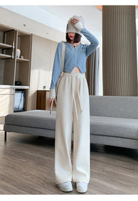 Women Long Pants Spring Autumn Women Elastic Waist Stright Long Wide leg pants 2024 Casual Female Long Pants Trousers