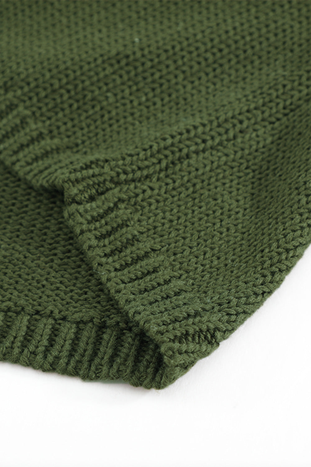 Green Oversize Knitted Drop-shoulder Sleeve Sweater