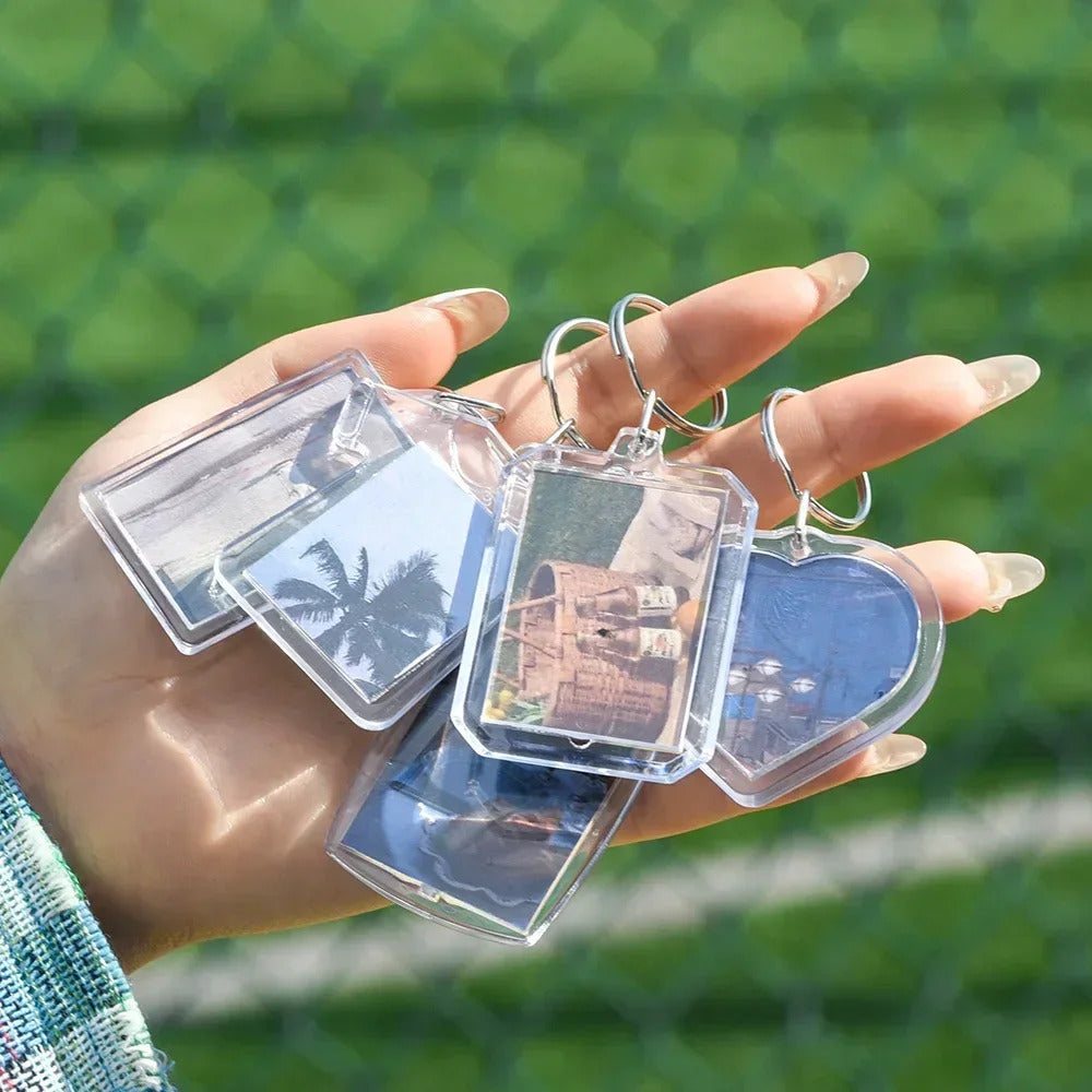 1/10pcs Transparent Photo Frame Keychain Tassels Snap-In Custom Insert Photo Acrylic Blank Keyring Clear Blank Picture Pendant