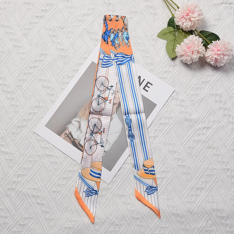 Horse Printing Bag Scarf 2024 New Small Skinny Silk Scarf Women Luxury Brand Foulard Women Tie Fashion Head Scarves For Ladies