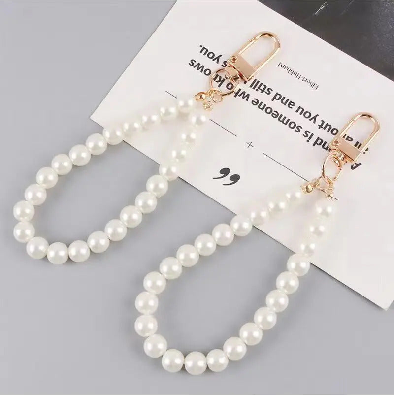 ZAKOL Cute Pearl Keychain for Women Girls Shiny Pearl Bead Shell Phone Bag Backpack Charm Accessory Car Key Key Chain Pendant