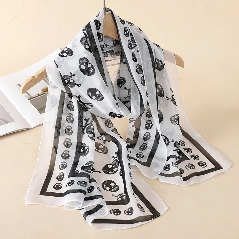 2024 New Print Chiffon Scarf Shawl Women Sunscreen Silk Scarf Turban Long Wrap Beach Travel Outdoor Accessories Trendy Headband