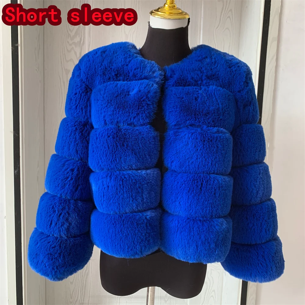 Women's Fashion faux fur coat super hot Autumn Winter women short Faux fox fur fluffy jacket high quality 7xl Ladies furry coats