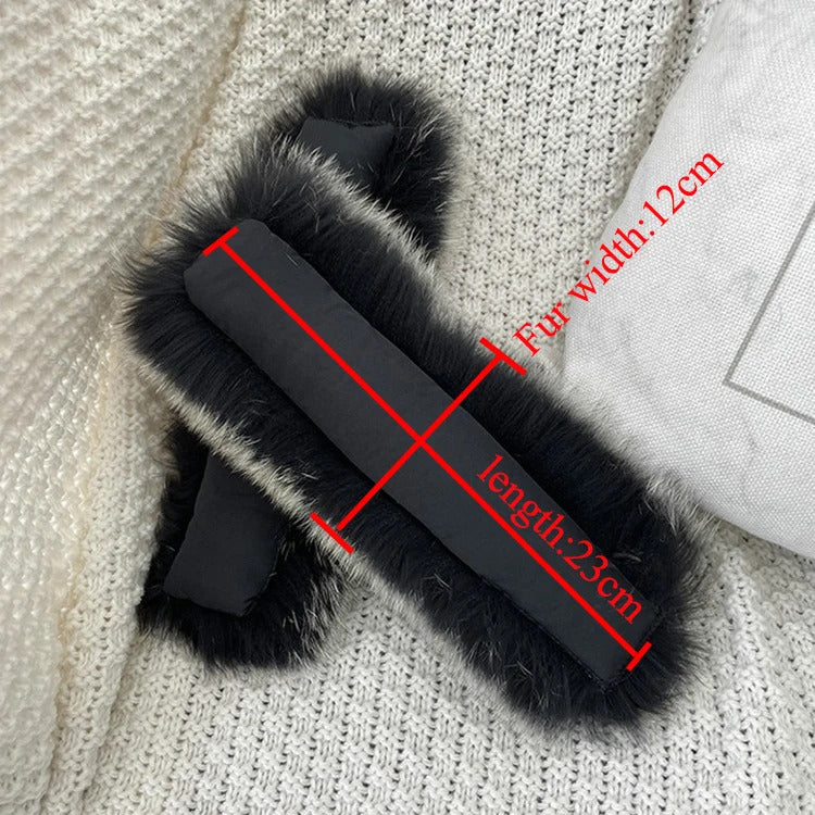 Natural Fox Fur Cuffs Wrist Arm Warmer Women Jacket Coat Sleeve Fur Triming Ladies Bracelet Real Fur Wristand Glove Snap Ring