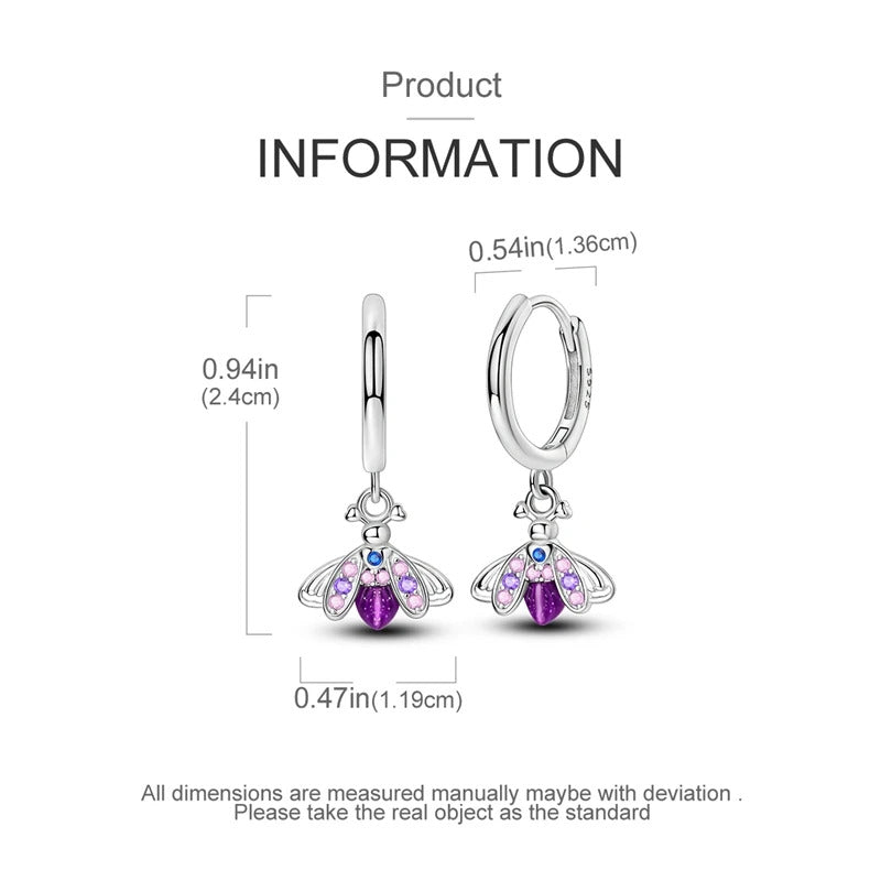 Fresh Spring Women's 925 Sterling Silver Tulip Rose Bee Fruit Original Design Earrings Fit Engagement Party Exquisite Jewelry