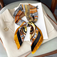 2023 Luxury Horse Print Female Silk Neck Scarf Square Hair Scarves Foulard Head Band Shawls Wraps Neckerchief Bandana Women