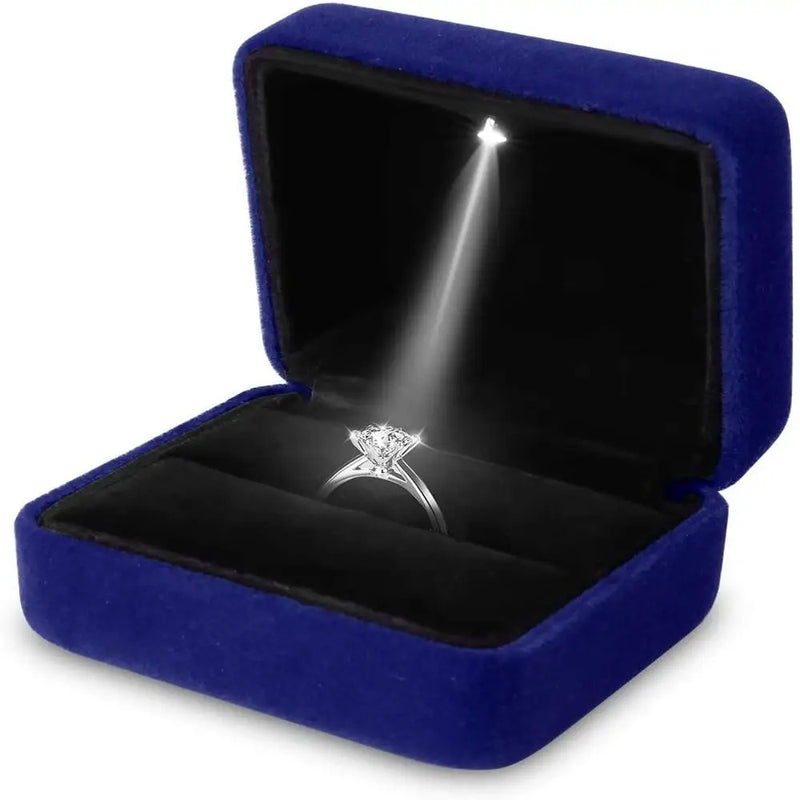 1 Pcs LED Jewelry Ring Box Luxury Velvet Rubber Necklace Pendant Gifts Display With Light For Proposal Engagement Wedding Case