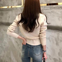 2024 Autumn Long Sleeve Fashion Women Cardigans Sweater Knitted Coat Short Casual Single Breasted Korean Slim Chic Ladies Tops