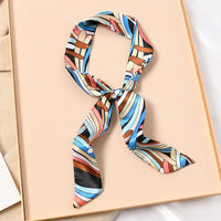 Skinny Silk Scarf Hair Strip Silk Ribbon Small Neck Scarves Bag Handle Ribbon Scarf Kerchief Ladies Ribbon Hair Band Small Scarf