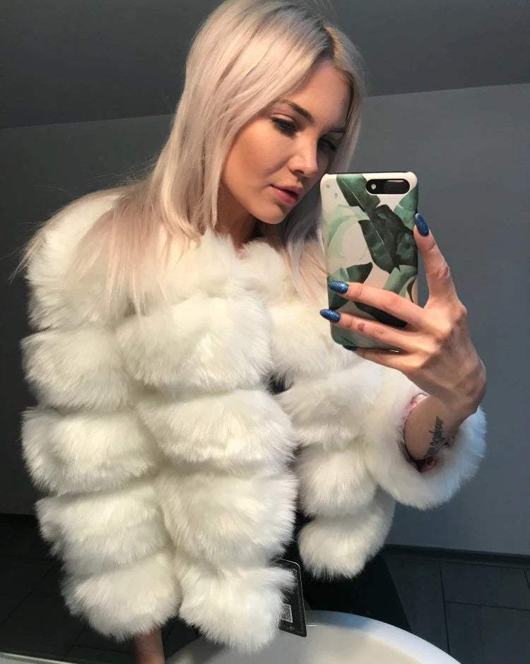 ZADORIN S-5XL Mink Coats Autumn Winter Fluffy Black Faux Fur Coat Women Elegant Thick Warm Faux Fur Jackets For Women 2024 Tops