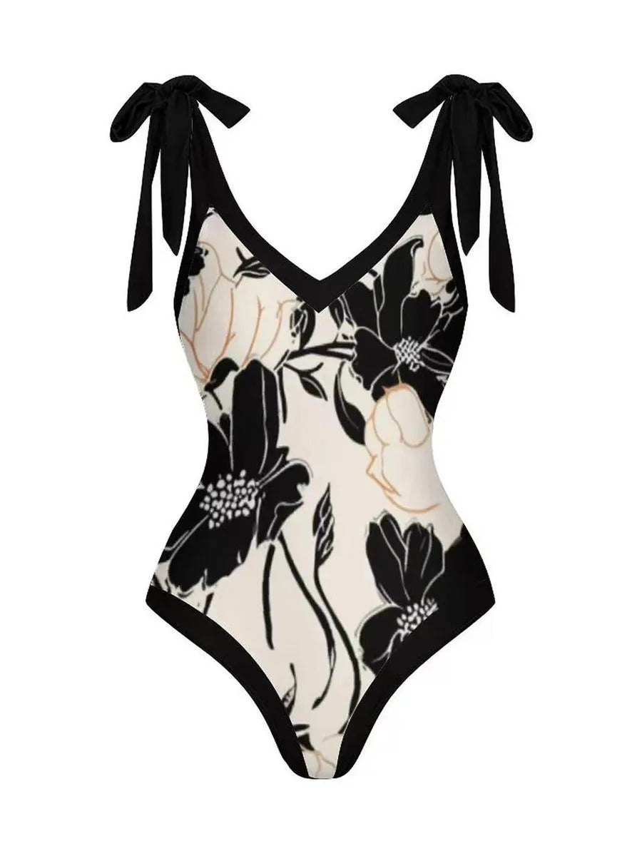 2024 String One Piece Swimsuit & Vent Skirt Padded Sexy Swimwear Women Bathing Suit Female Swimming Summer Beachwear Bodysuit