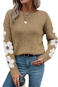 Jet Stream Flower Sleeve Drop Shoulder Sweater