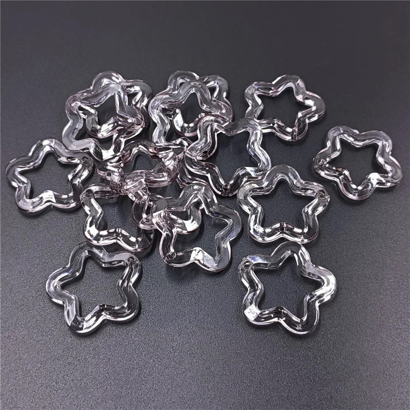 10Pcs 30mm Acrylic Transparent Hollow Star Loose Beads DIY Jewelry Pendant Keychain Windbell Handmade Fashion Accessories