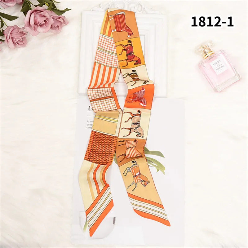 Horse Printing Bag Scarf 2024 New Small Skinny Silk Scarf Women Luxury Brand Foulard Women Tie Fashion Head Scarves For Ladies