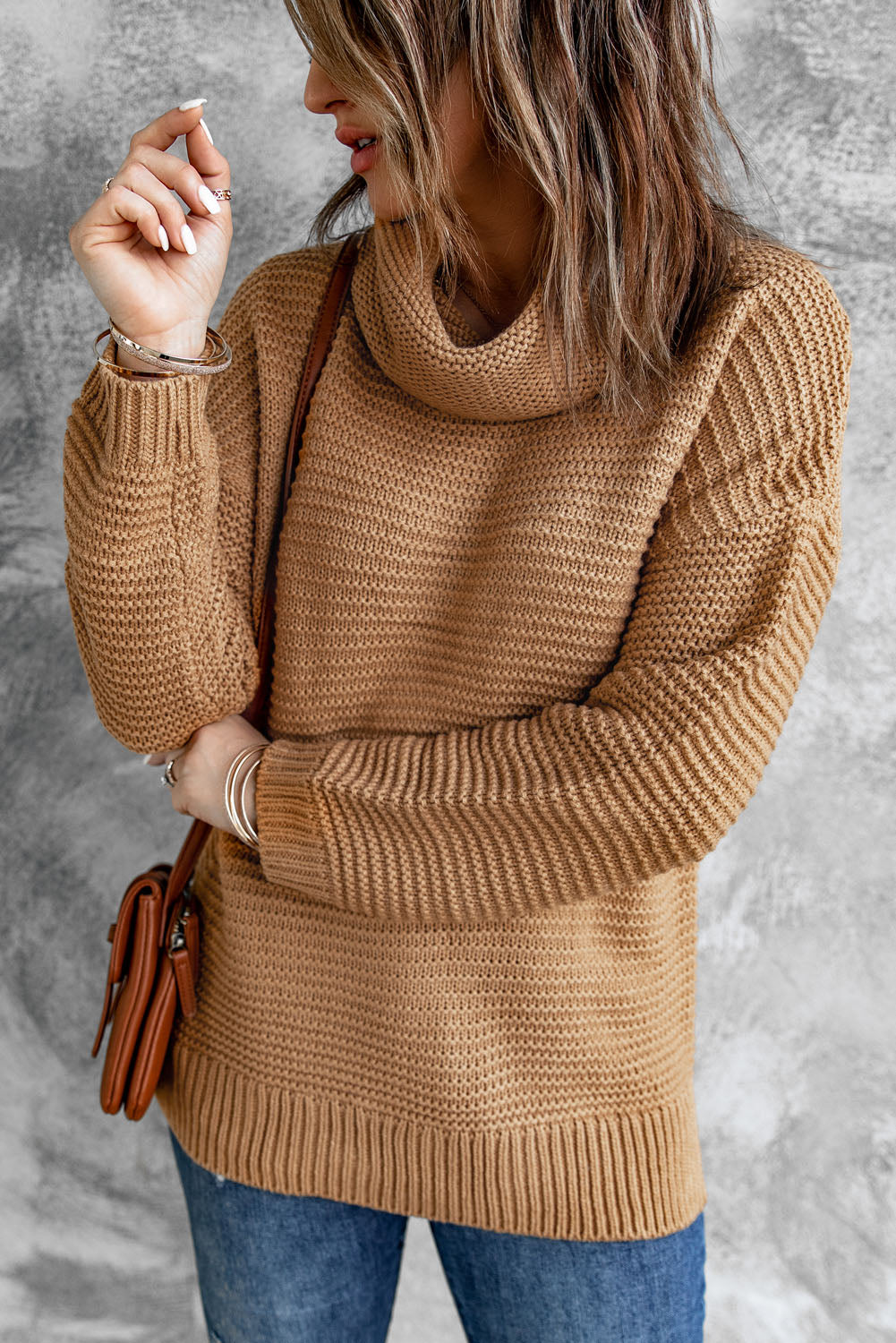 Sage Green Cozy Long Sleeves Turtleneck Sweater